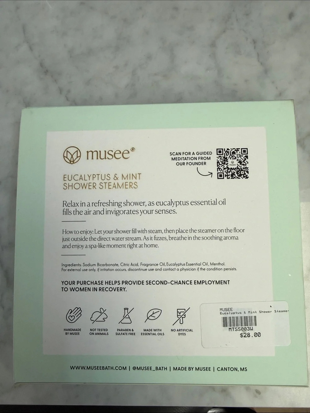 Musee Eucalyptus & Mint Shower Steamers — Mint Green and Gold